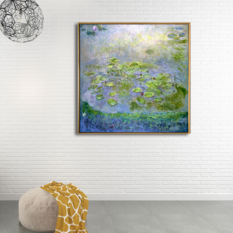 Brehn | Malerische Lotus-Teich-Leinwandkunst für Wohnzimmer Landschaftsgemälde in leuchtenden Farben