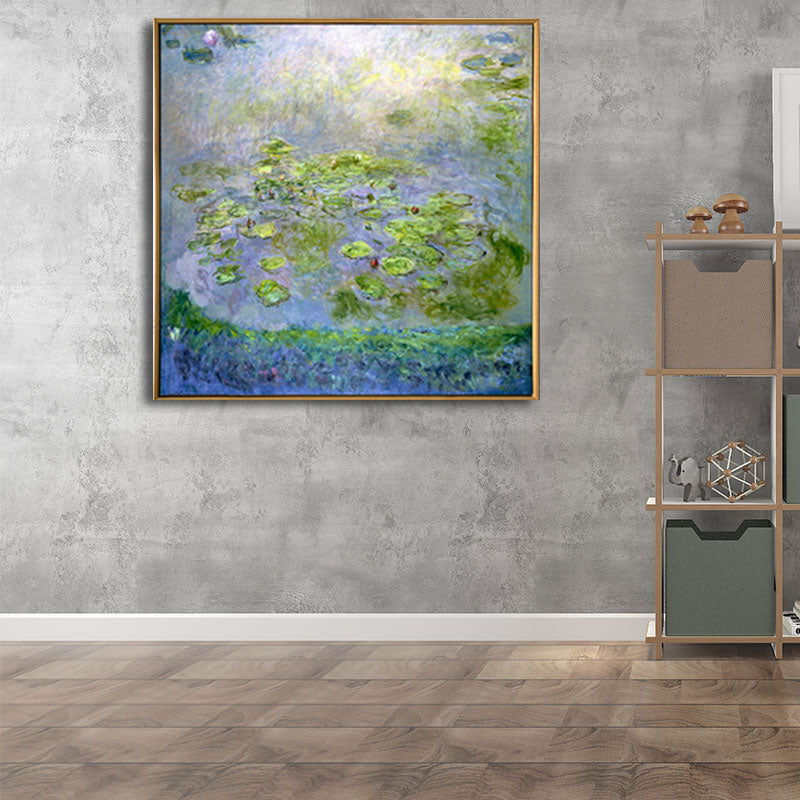 Brehn | Malerische Lotus-Teich-Leinwandkunst für Wohnzimmer Landschaftsgemälde in leuchtenden Farben