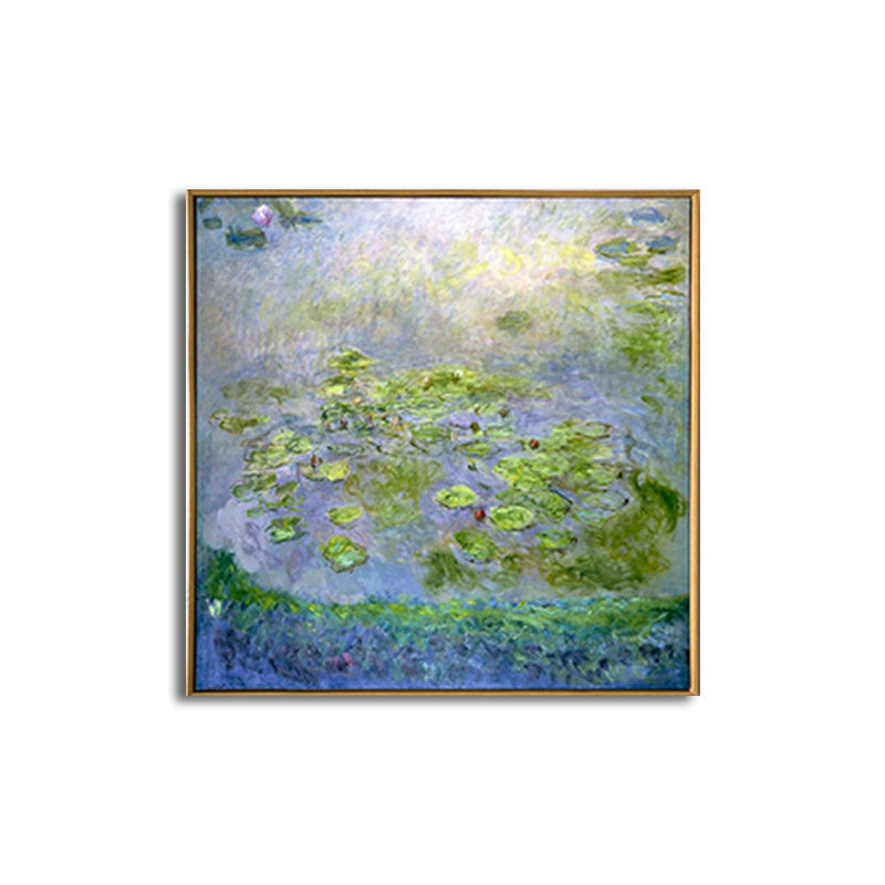 Brehn | Malerische Lotus-Teich-Leinwandkunst für Wohnzimmer Landschaftsgemälde in leuchtenden Farben