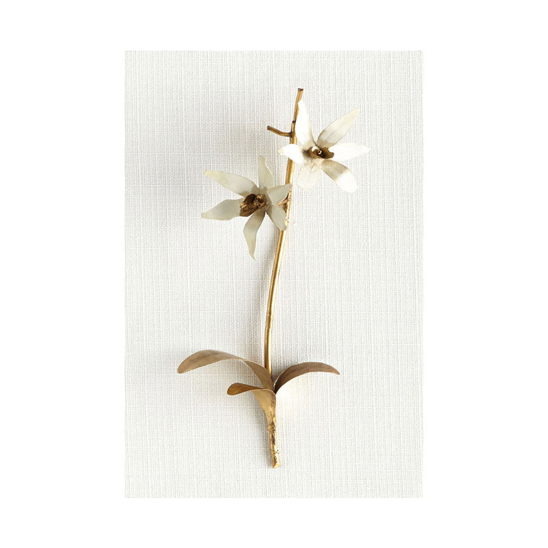 Brehn | Blumenast Wandkunst Druck Gold und Weiß Leinwand Wanddekoration für Schlafzimmer, Texturiert
