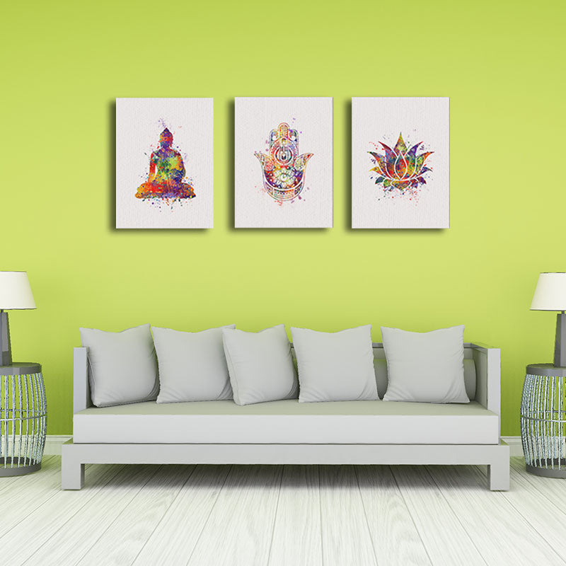 Brehn | Rote Buddhismus Wandkunst Religion Asiatisch Texturiert Leinwanddruck für das Esszimmer