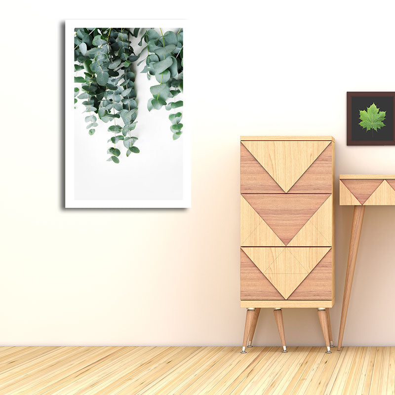 Brehn | Nordic Botanic Weinstock Wandkunst Grüner Texturierten Leinwanddruck für Hausinterieur