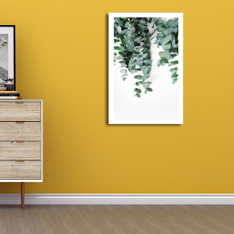 Brehn | Nordic Botanic Weinstock Wandkunst Grüner Texturierten Leinwanddruck für Hausinterieur