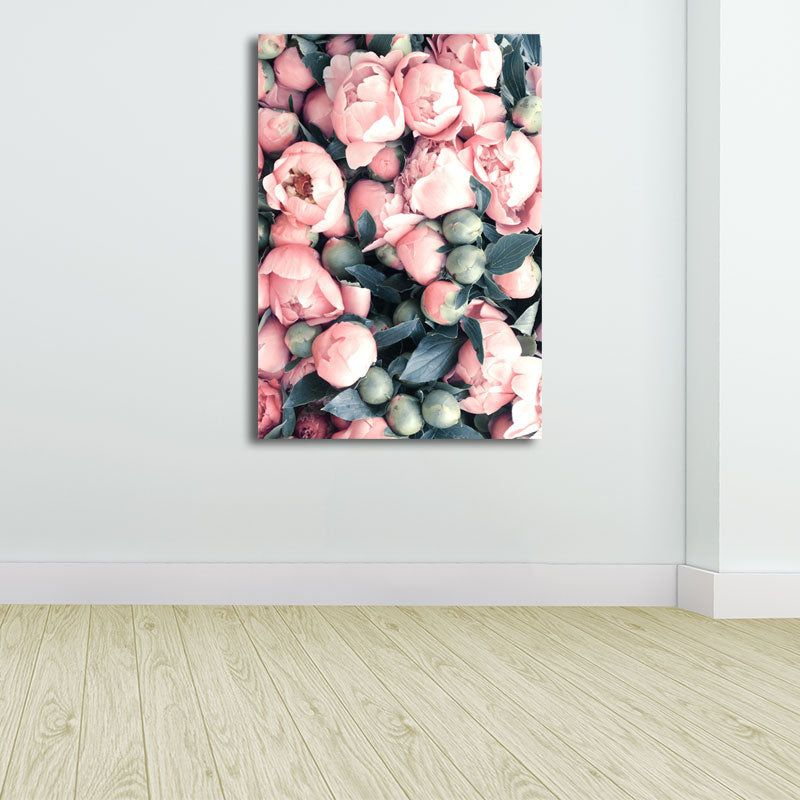 Brehn | Texturierte Blumenknospen Wanddekoration Nordic Stil Canvas Kunstdruck in Pink und Grün