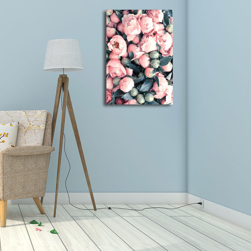 Brehn | Texturierte Blumenknospen Wanddekoration Nordic Stil Canvas Kunstdruck in Pink und Grün