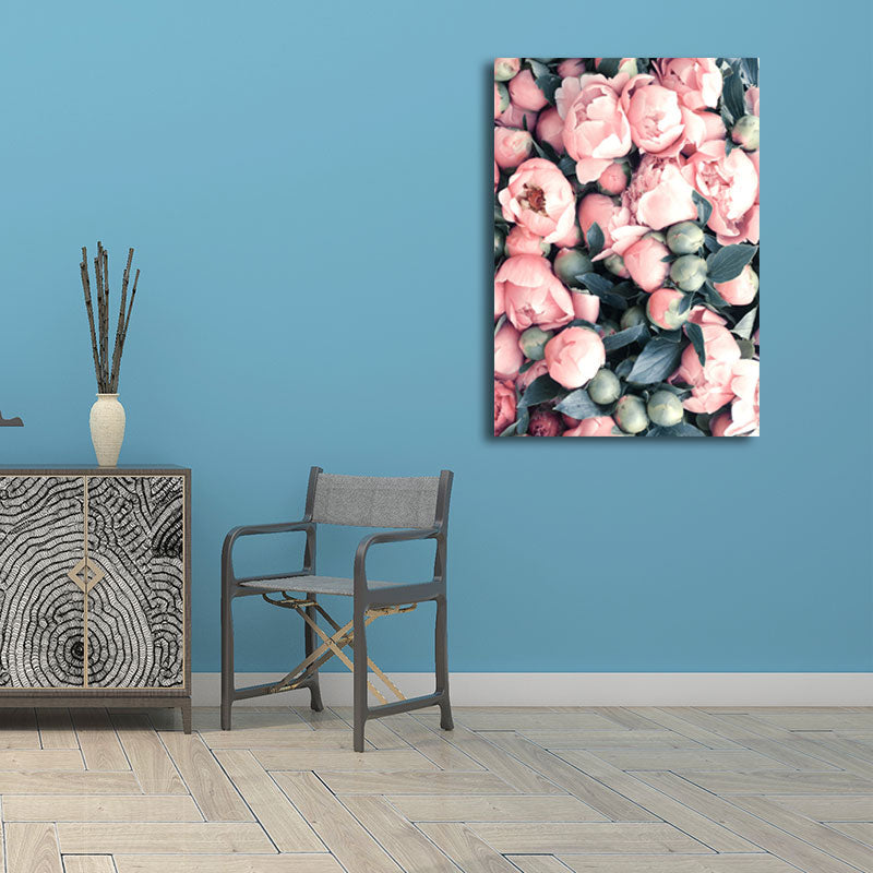 Brehn | Texturierte Blumenknospen Wanddekoration Nordic Stil Canvas Kunstdruck in Pink und Grün