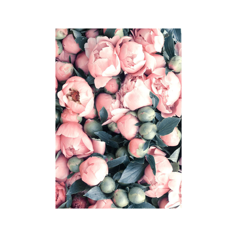 Brehn | Texturierte Blumenknospen Wanddekoration Nordic Stil Canvas Kunstdruck in Pink und Grün