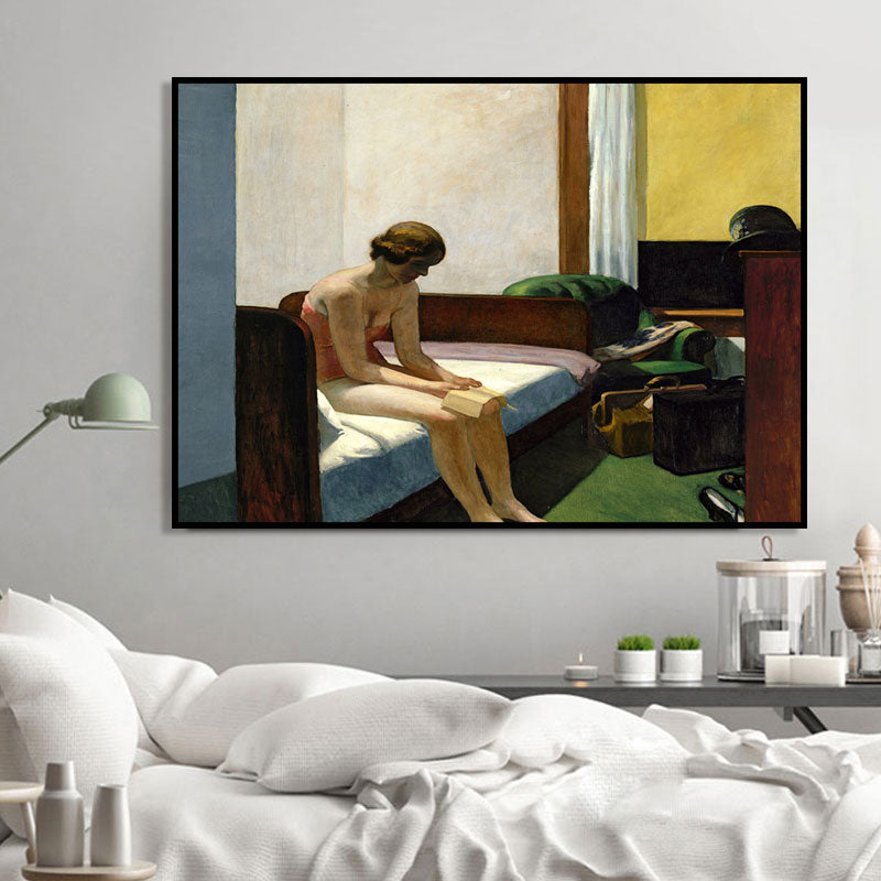 Brehn | Edward Hotel Zimmer Malerei in Gelb-Braun Traditionelle Leinwandkunst für das Mädchenzimmer
