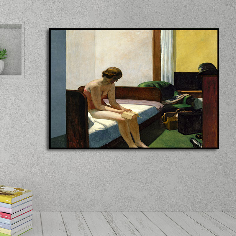 Brehn | Edward Hotel Zimmer Malerei in Gelb-Braun Traditionelle Leinwandkunst für das Mädchenzimmer