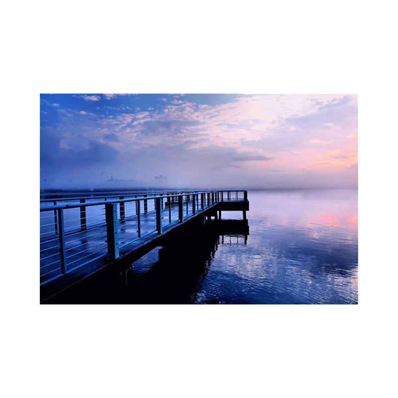 Brehn | Ruhige Meer Brücke Landschaft Leinwand Kunst für Wohnzimmer Sonnenuntergang Landschaft Wanddekoration