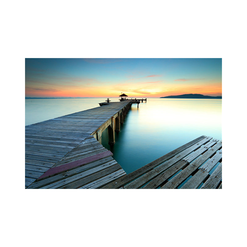 Brehn | Ruhige Meer Brücke Landschaft Leinwand Kunst für Wohnzimmer Sonnenuntergang Landschaft Wanddekoration