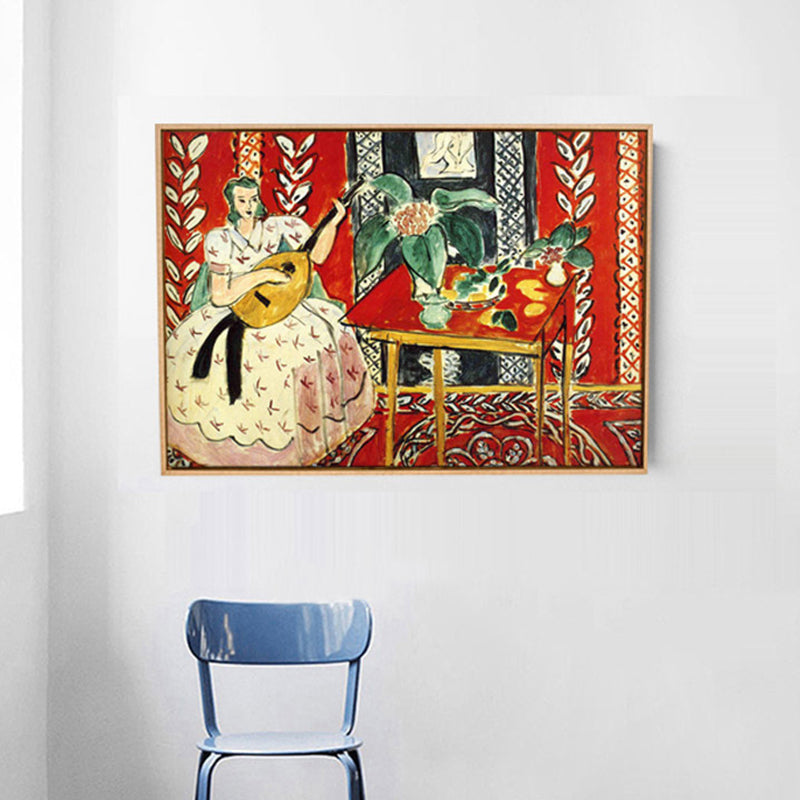 Brehn | Henri Matisse das Musik Gemälde in Rot Leinwand Wandkunst Druck für Schlafzimmer, Texturiert