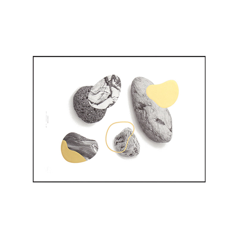 Brehn | Nordic Stone Leinwandkunst Grau und Weiß Abstract Muster Wanddekoration für das Schlafzimmer