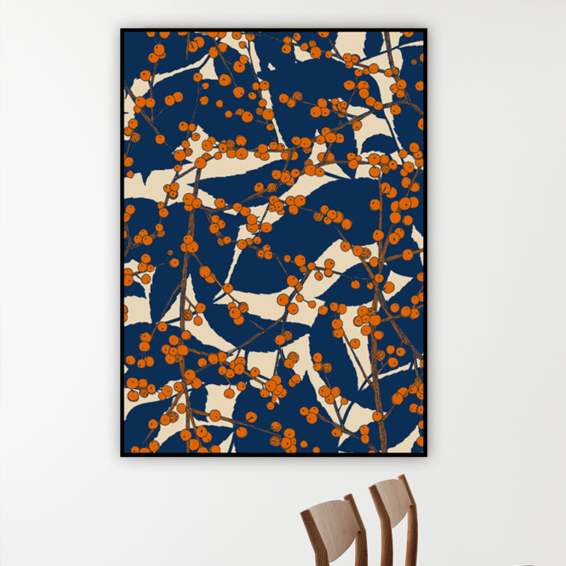 Brehn | Vintage Blossom Branch Canvas Print Blau Texturiertes Wandkunst Deko für Wohnzimmer