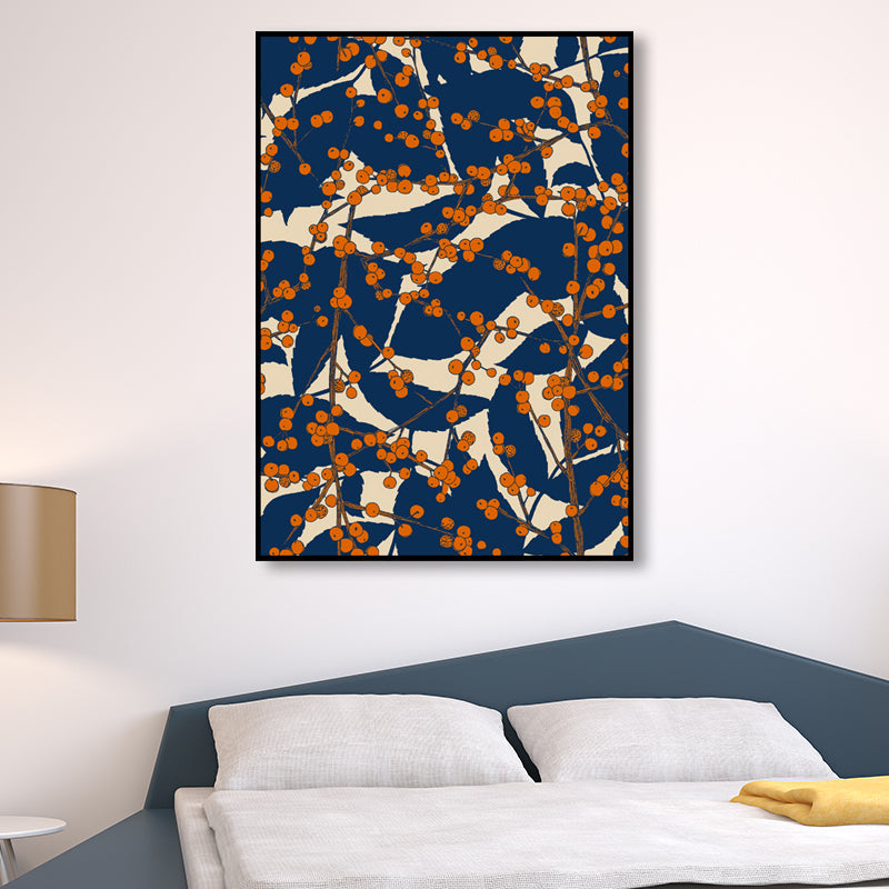 Brehn | Vintage Blossom Branch Canvas Print Blau Texturiertes Wandkunst Deko für Wohnzimmer