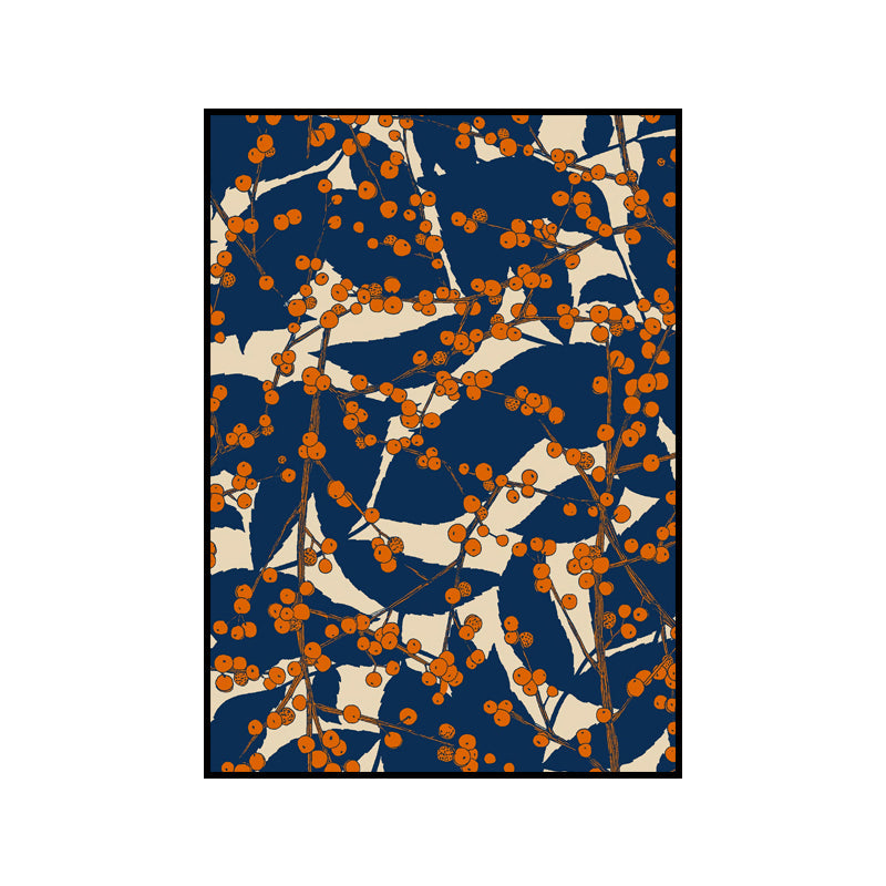 Brehn | Vintage Blossom Branch Canvas Print Blau Texturiertes Wandkunst Deko für Wohnzimmer