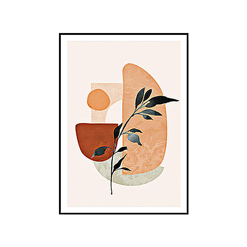 Brehn | Skandinavischer Kinderkunst Druck Illustration Pflanze und Blume Brauner gewickelter Leinenstoff für Zuhause