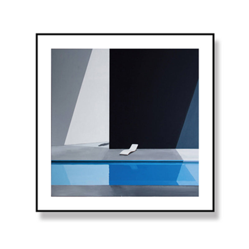 Brehn | Nordic Canvas Print Dunkle Farbe Ecke eines Gebäudes und Stuhl Wandkunst Dekor für Schlafzimmer