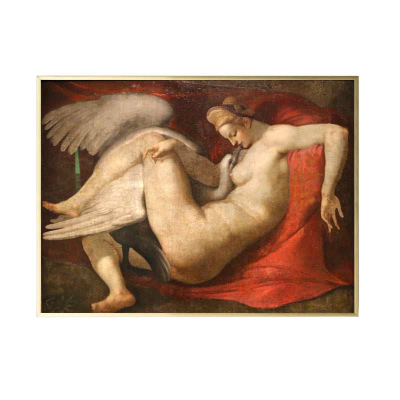 Brehn | Michelangelo Malerei Druck Engel Leinwand Traditionelle Religiöse Wandkunst in Gelb-Rot