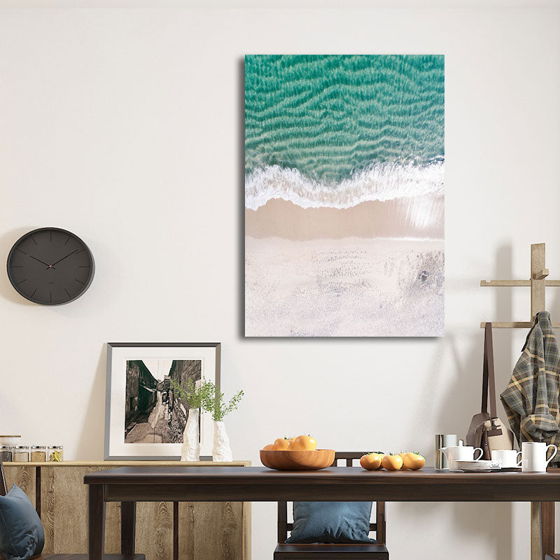 Brehn | Leinwandblaue Wanddekoration tropische Skyline Aussicht auf die Meereswellen Wandkunst für das Schlafzimmer