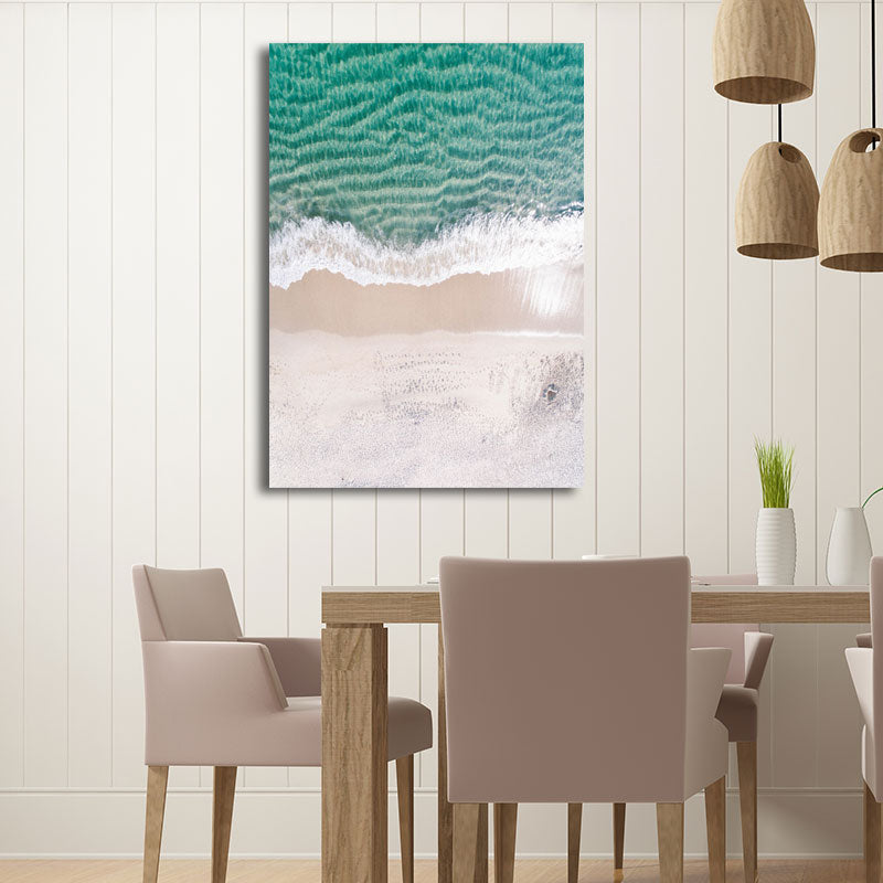 Brehn | Leinwandblaue Wanddekoration tropische Skyline Aussicht auf die Meereswellen Wandkunst für das Schlafzimmer