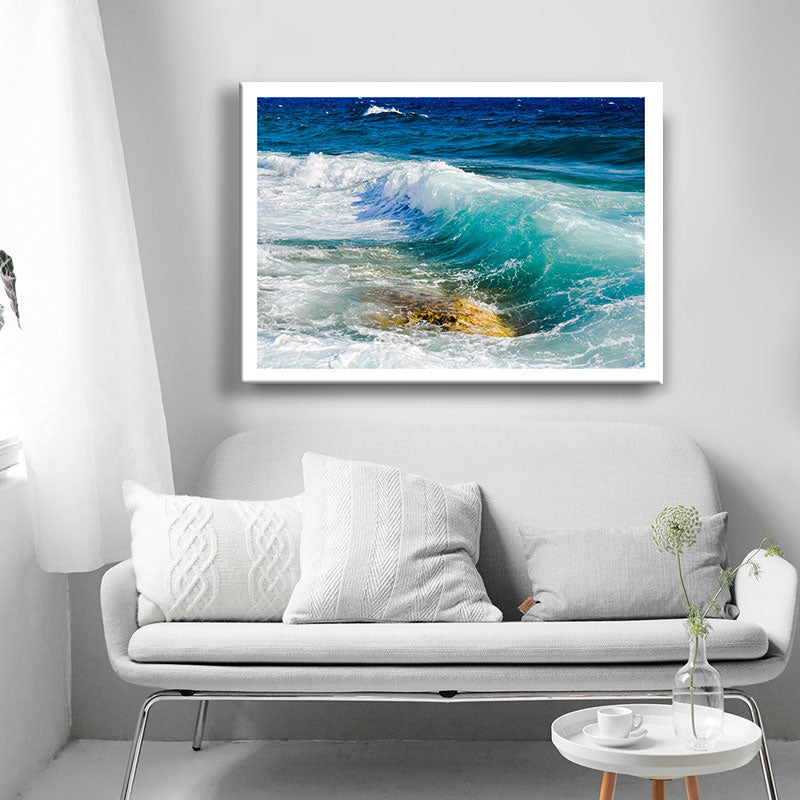 Brehn | Blue Sea Surge Leinwandkunst Ozeanszenerie Tropix Texturierte Wanddekoration für das Wohnzimmer