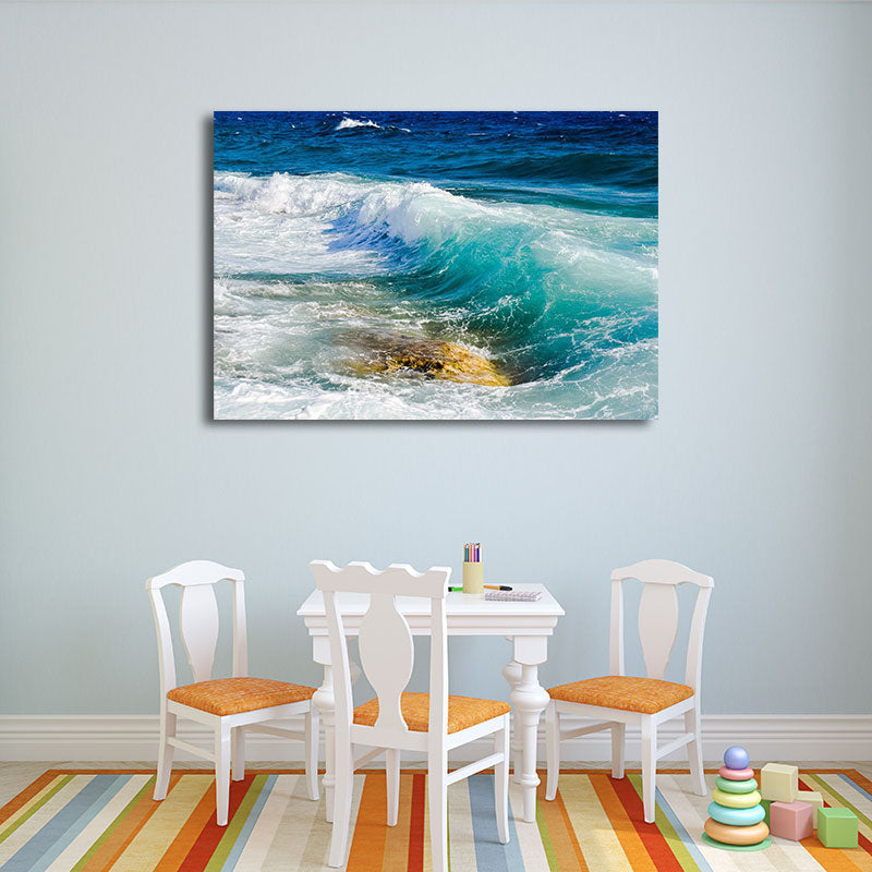 Brehn | Blue Sea Surge Leinwandkunst Ozeanszenerie Tropix Texturierte Wanddekoration für das Wohnzimmer