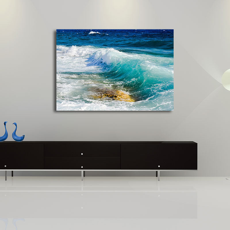 Brehn | Blue Sea Surge Leinwandkunst Ozeanszenerie Tropix Texturierte Wanddekoration für das Wohnzimmer