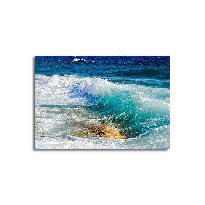 Brehn | Blue Sea Surge Leinwandkunst Ozeanszenerie Tropix Texturierte Wanddekoration für das Wohnzimmer