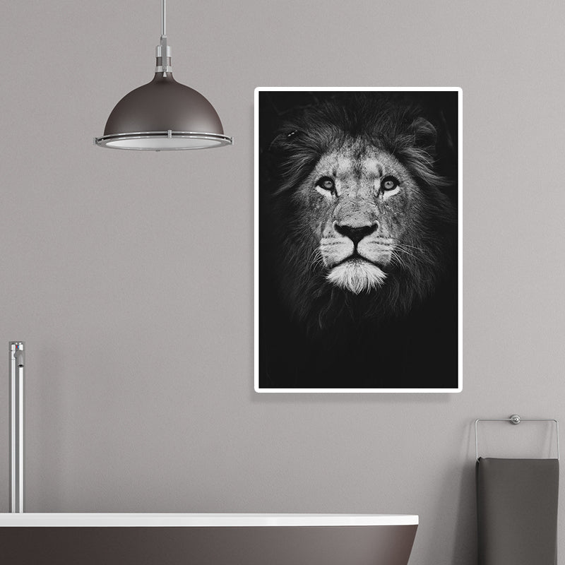Brehn | Dunkle Farbe Löwenkopf Leinwand Kunst Wildtier Moderne Texturierte Wanddekoration für das Schlafzimmer