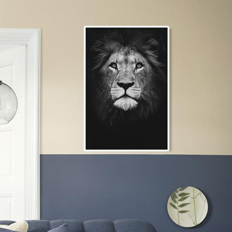 Brehn | Dunkle Farbe Löwenkopf Leinwand Kunst Wildtier Moderne Texturierte Wanddekoration für das Schlafzimmer