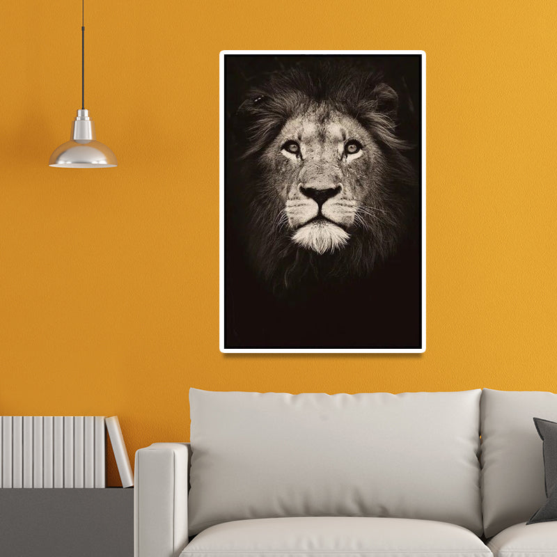 Brehn | Dunkle Farbe Löwenkopf Leinwand Kunst Wildtier Moderne Texturierte Wanddekoration für das Schlafzimmer