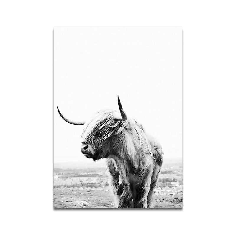 Brehn | Modernismus Yak Kunstdruck Leinwand Texturierte Oberfläche Graue Wanddekoration für Esszimmer