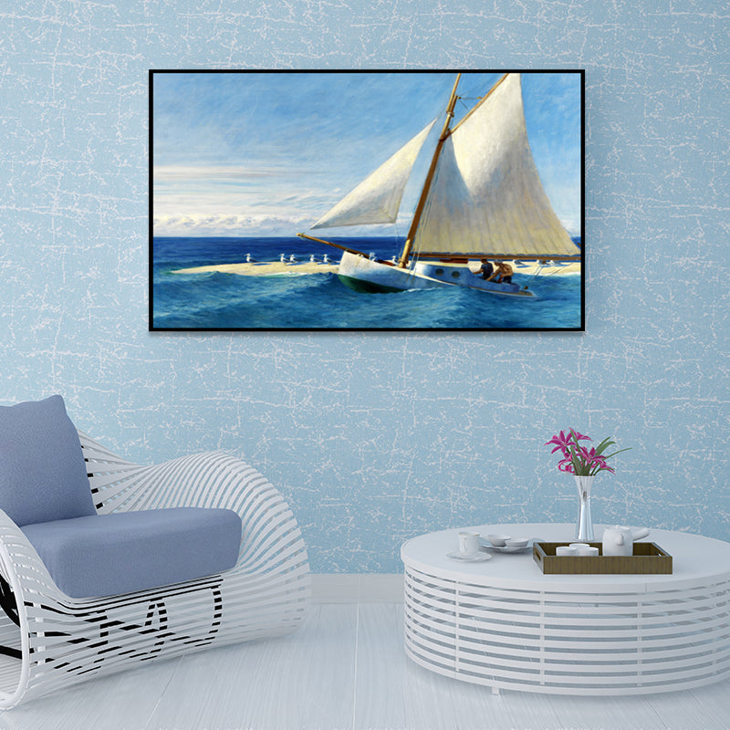 Brehn | Tropics Segeln Wandkunst Blau und Weiß Jungs Schlafzimmer Malerei, Texturierte Oberfläche