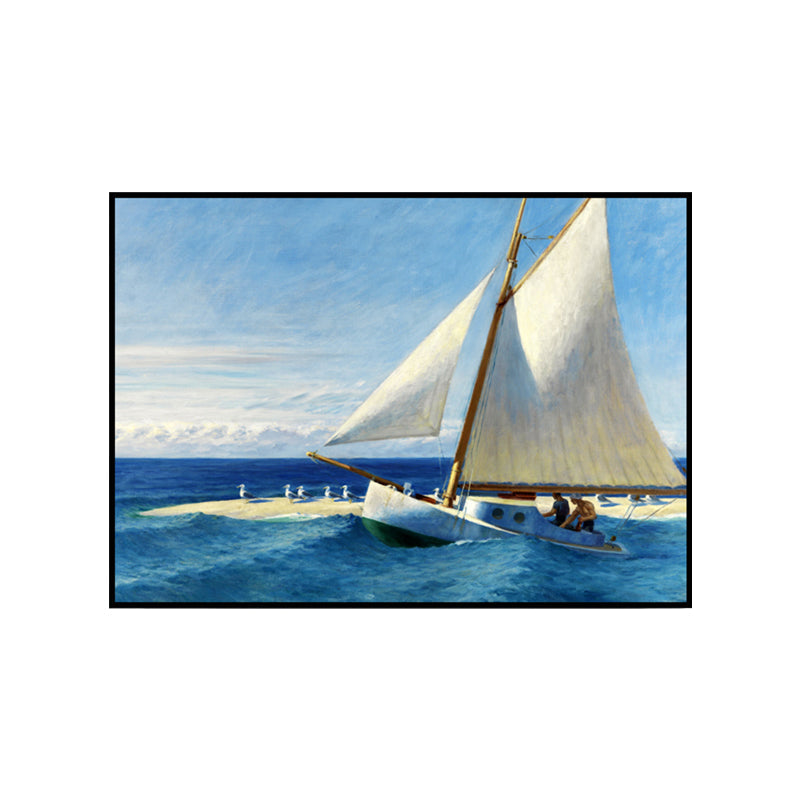 Brehn | Tropics Segeln Wandkunst Blau und Weiß Jungs Schlafzimmer Malerei, Texturierte Oberfläche