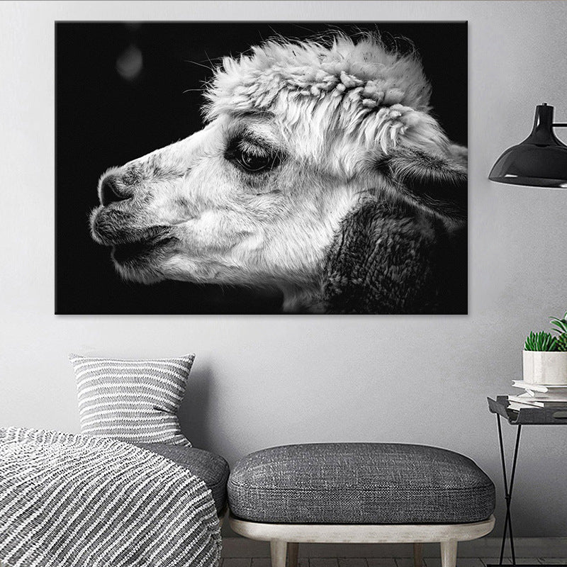 Brehn | Schafkopf Leinwand Wandkunst für Schlafzimmer Tierdruck Wanddekoration in Grau, Textur