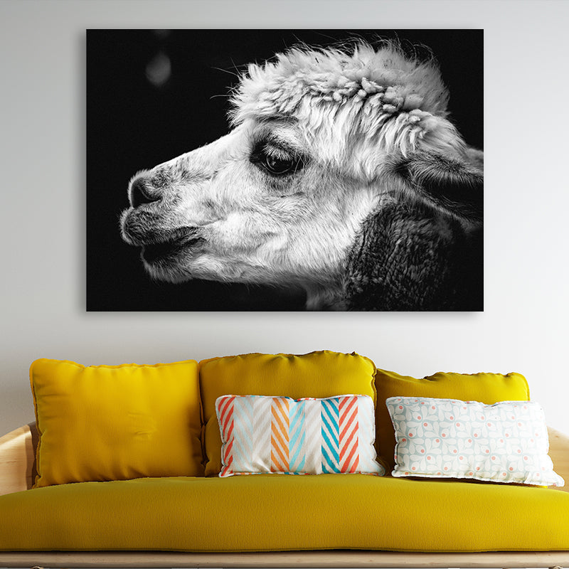 Brehn | Schafkopf Leinwand Wandkunst für Schlafzimmer Tierdruck Wanddekoration in Grau, Textur