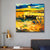 Brehn | Boot und Sonnenuntergang Seascape Gemälde Leinwanddruck Orange Tropix Wandkunst für das Familienzimmer