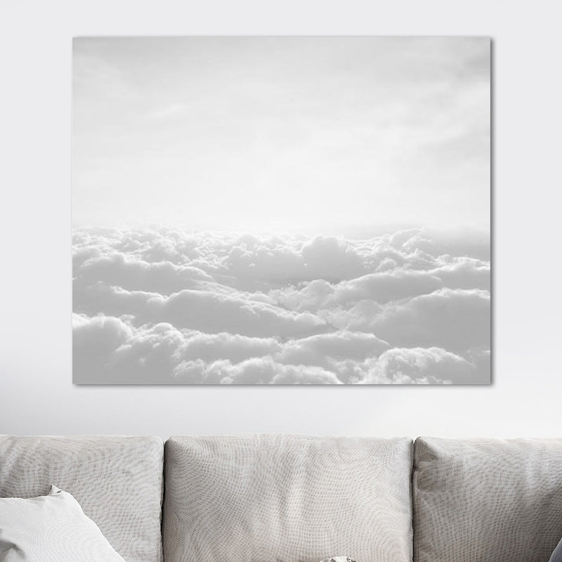 Brehn | Graue Wolkenmeer-Leinwand Wandkunst Natur Landschaft Moderne strukturierte Wanddekoration für Zuhause