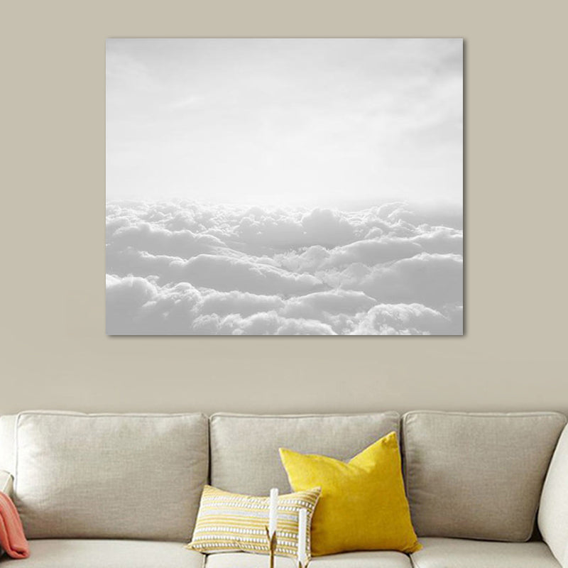 Brehn | Graue Wolkenmeer-Leinwand Wandkunst Natur Landschaft Moderne strukturierte Wanddekoration für Zuhause
