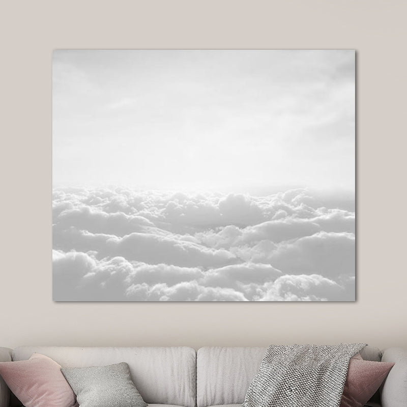 Brehn | Graue Wolkenmeer-Leinwand Wandkunst Natur Landschaft Moderne strukturierte Wanddekoration für Zuhause