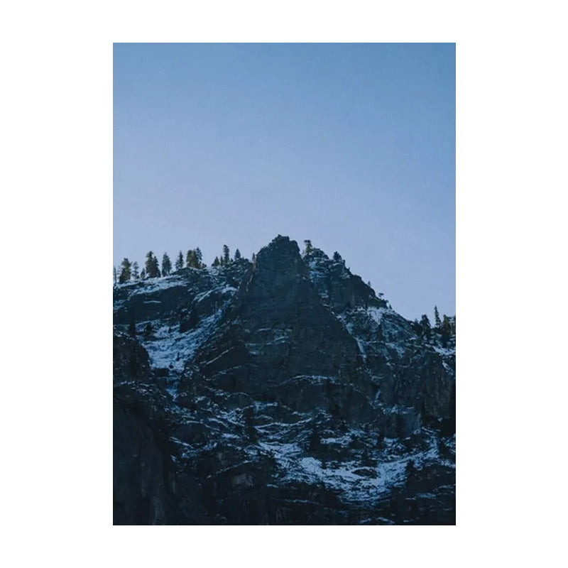 Brehn | Düsteres Berglandschaft Canvas Wandkunst für das Wohnzimmer, Dunkelblau, Texturierte Oberfläche