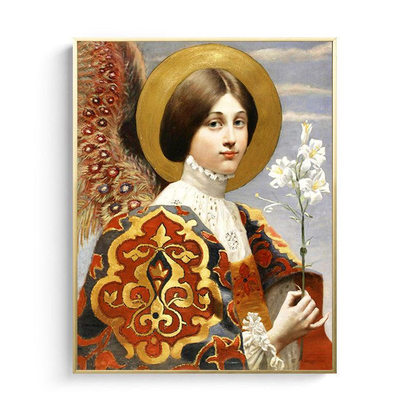 Brehn | Leinwand Texturiertes Gemälde Retro Stil Dienstmädchen und Blumen Wandkunst Dekor, Mehrere Größen