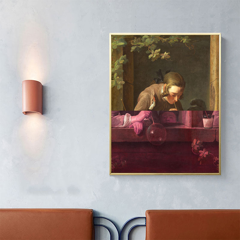 Brehn | Braunes Schreibmaiden-Leinwand-Ölgemälde Retro Texturierten Wanddekoration für Gästezimmer