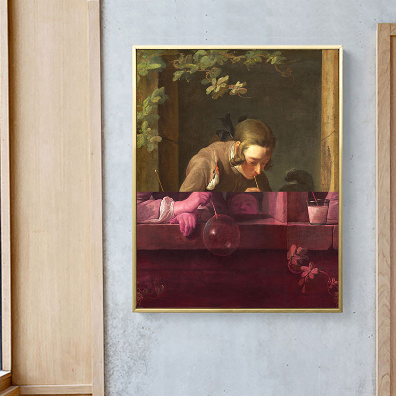 Brehn | Braunes Schreibmaiden-Leinwand-Ölgemälde Retro Texturierten Wanddekoration für Gästezimmer