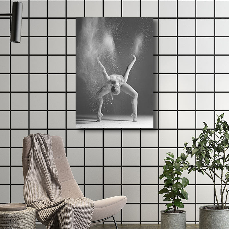 Brehn | Zeitgenössische Wandkunst Dekor Graue tanzende Mädchen Eingewickelte Leinwand für Schlafzimmer, Mehrere Größen Verfügbar