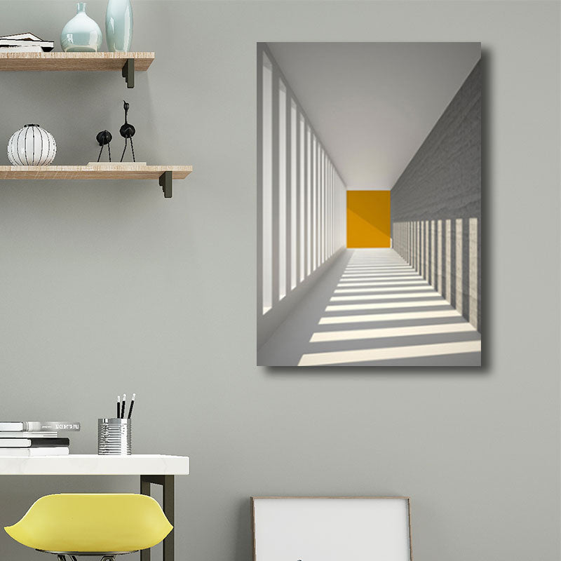 Brehn | Corridor Building Canvas-Druck Einfachheit Texturiertes Wanddekor in hellen Farben