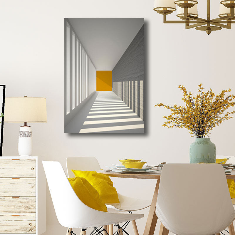 Brehn | Corridor Building Canvas-Druck Einfachheit Texturiertes Wanddekor in hellen Farben