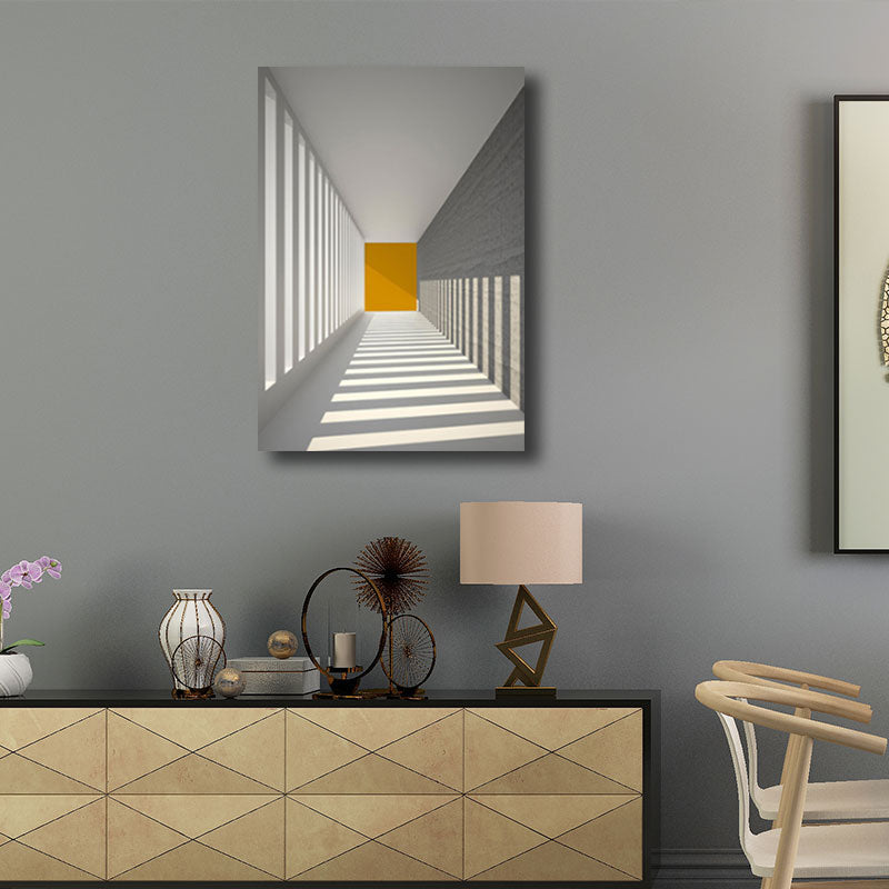 Brehn | Corridor Building Canvas-Druck Einfachheit Texturiertes Wanddekor in hellen Farben