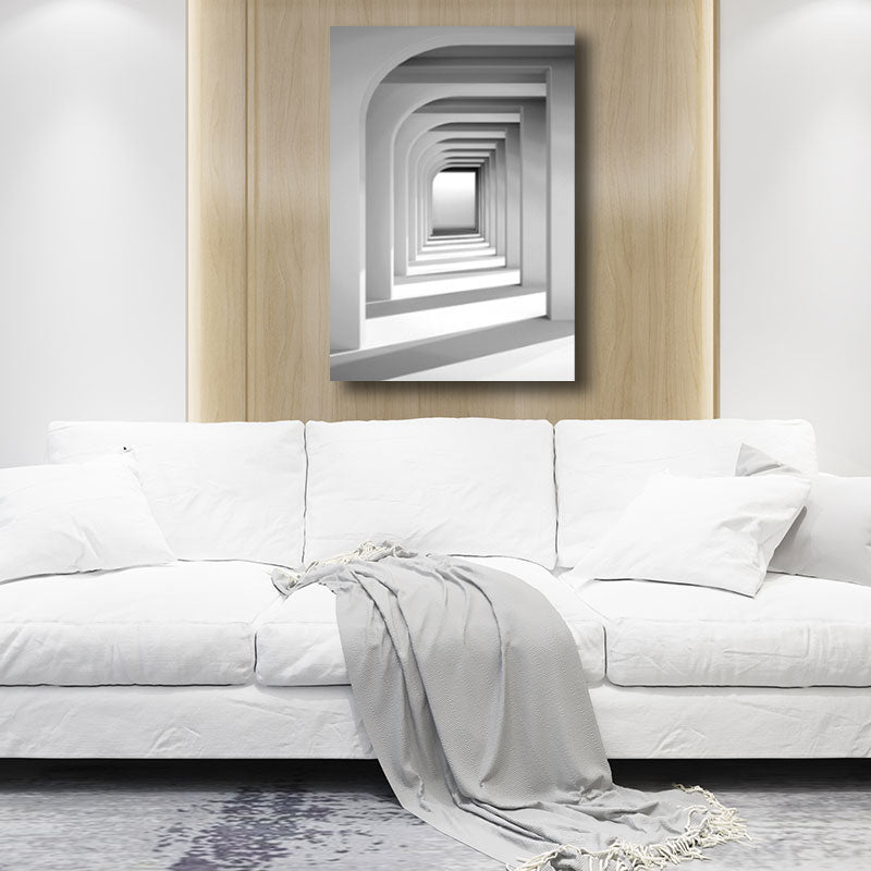 Brehn | Corridor Building Canvas-Druck Einfachheit Texturiertes Wanddekor in hellen Farben